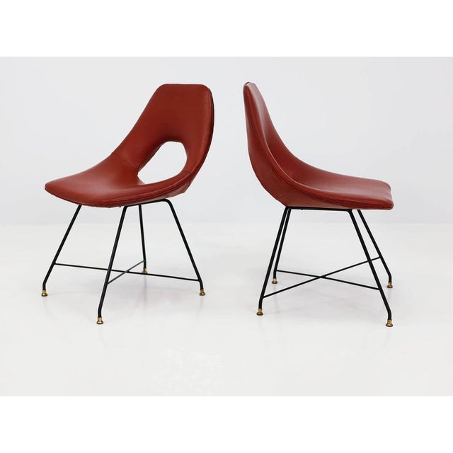 Cosmos Chairs in Vinyl by Augusto Bozzi for Saporiti, Italy, 1954, Set of 2, in Flawless conditions. Designed 1950 to 1959...