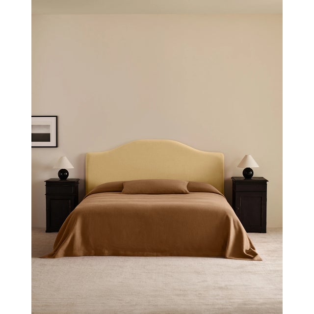 Nordic Knots Brand-New Nordic Knots Studio Linen Bedspread in Brandy, Large Size (104" X 110"). For Sale - Image 4 of 5