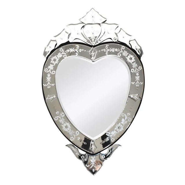 Mid-Century Modern Italian Venetian Heart Wall Mirror For Sale - Image 3 of 11