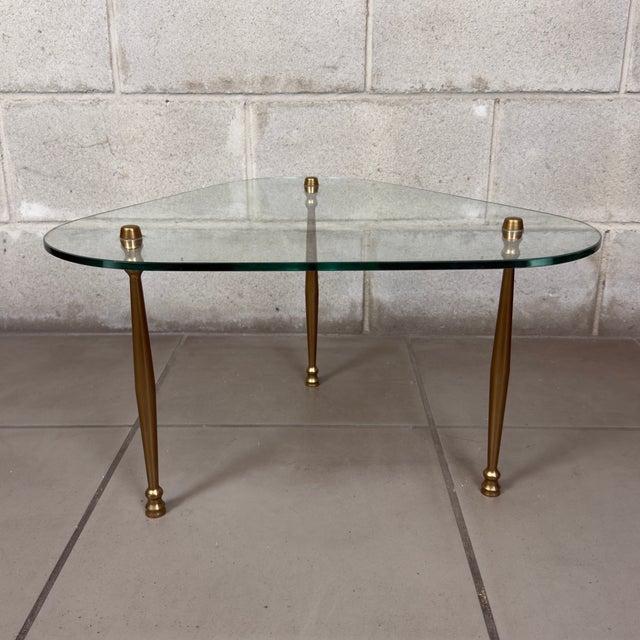 Fontana Arte Modernist Crystal and Brass Low Table from Fontana Arte For Sale - Image 4 of 10
