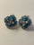 lovely dime size stud turq./cz earings,sterling silver