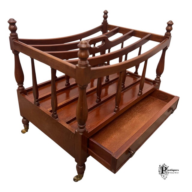 Wood Vintage Biggs Furniture Chippendale Style Mahogany Magazine Rack For Sale - Image 7 of 10