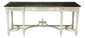 Gustavian Louis XVI Style, White Painted Console Table, France, Marble, 1910