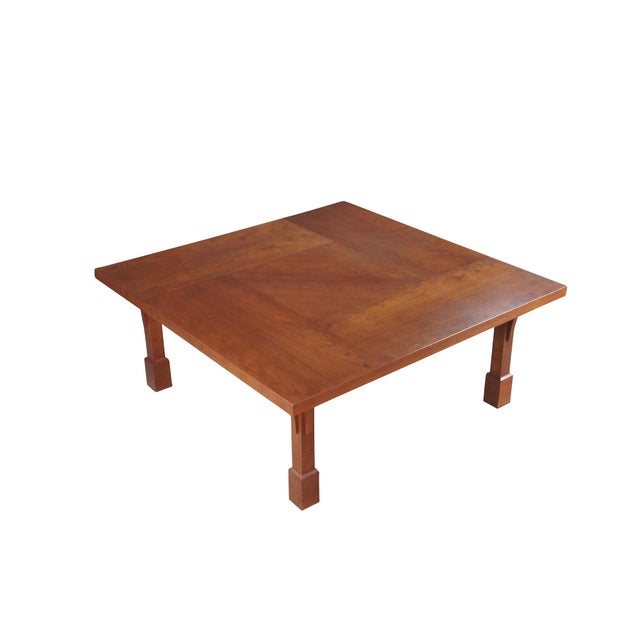 Late 20th Century Artisanal square coffee table exhibits classic elements of the American Arts and Crafts movement,...