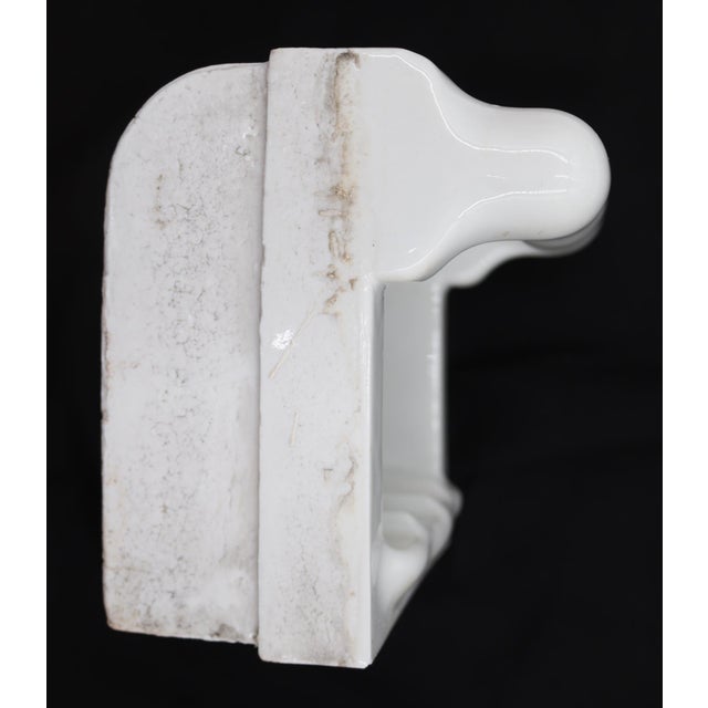 Traditional Vintage Recessed White Ceramic Bathroom Soap Dish With Handle For Sale - Image 3 of 8