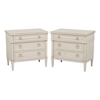 Pair of Century 3 Drawer Whitewashed Dressers Chests For Sale