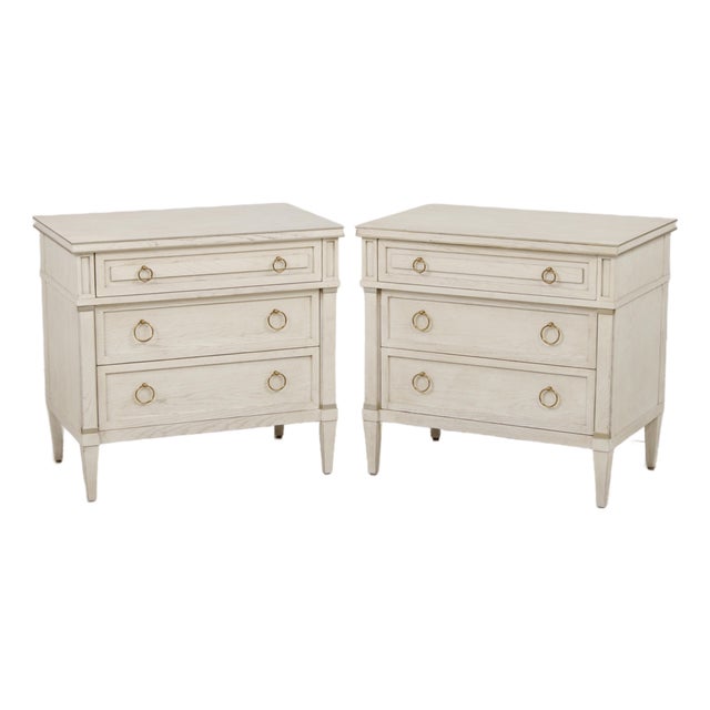 Pair of Century 3 Drawer Whitewashed Dressers Chests For Sale