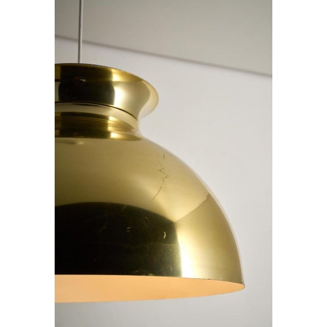 Large Mid-Century Modern Gold Brass Tone Dome Pendant Light, 1970s For Sale - Image 9 of 12