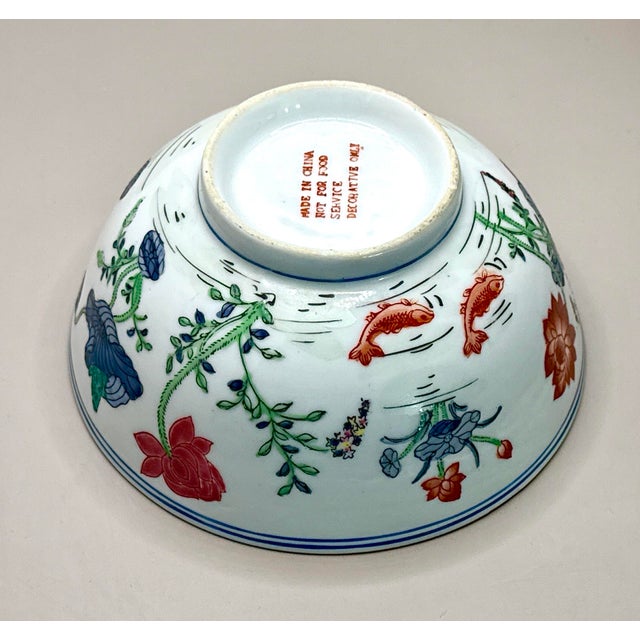 Blue Vintage Hand Painted Bowl From Macau For Sale - Image 8 of 9