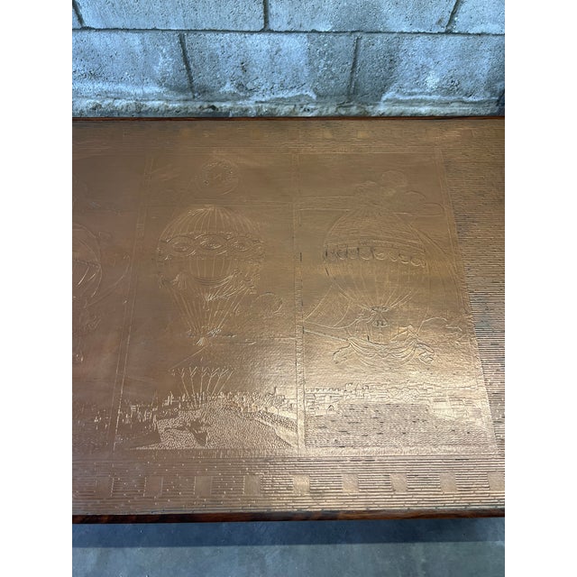 Striking Danish Mid-Century Modern Rosewood Coffee Table With Etched Copper Top For Sale In Los Angeles - Image 6 of 12