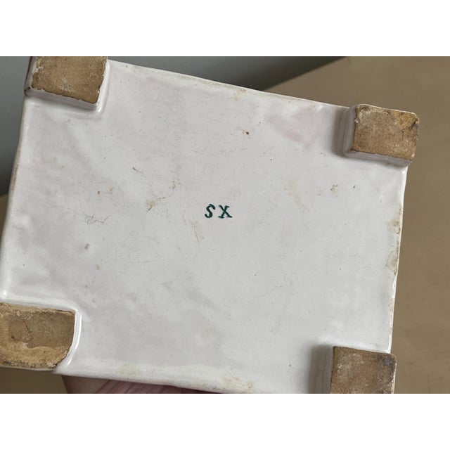 18th Century Antique French Faience Inkwell: Sceaux Pottery Cauldron with Pen Cradles For Sale - Image 5 of 9