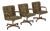 Set of 3 Stoneville Brown Gold and Oak Swivel Armchairs on Casters For Sale