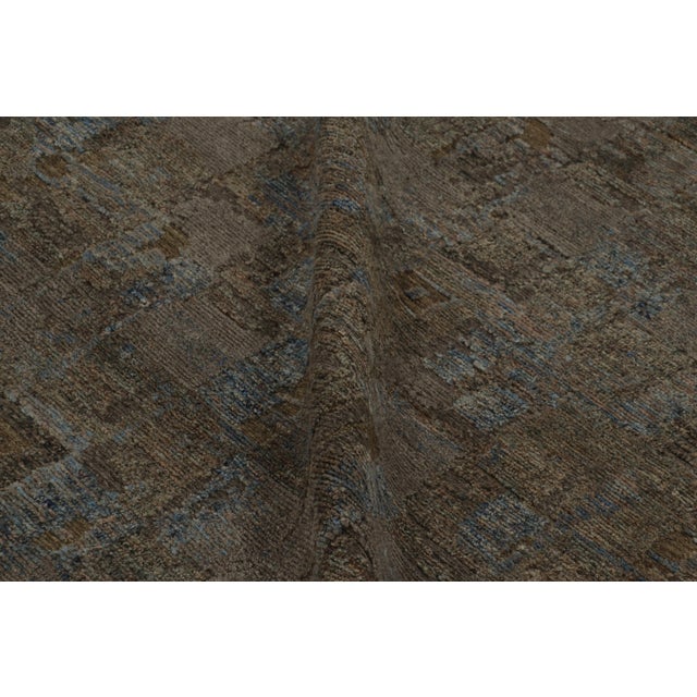 Textile Rug & Kilim's Oversized Modern Textural Rug in Brown and Blue Abstract Pattern For Sale - Image 7 of 8