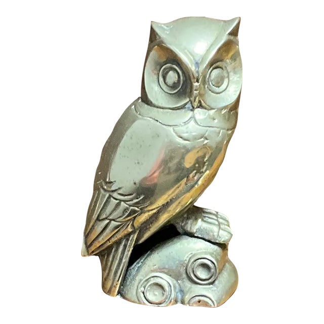 Vintage English Brass Owl For Sale