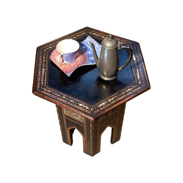 Black 19th Century Moroccan Hexagonal Pedestal Table, 1890s For Sale - Image 8 of 14
