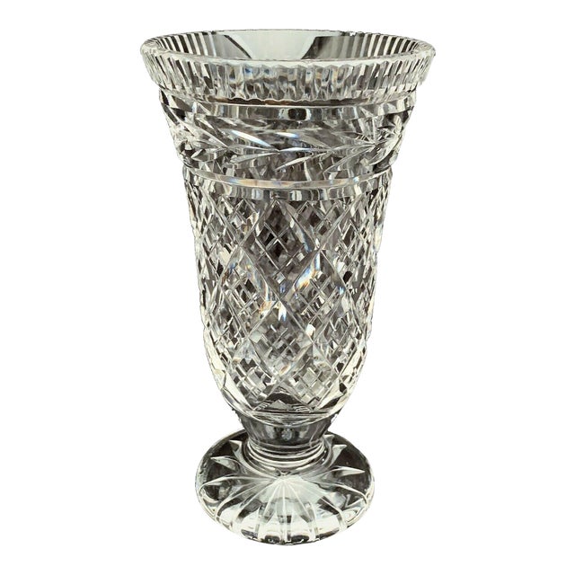 Old Vintage Waterford Crystal Footed Vase in a Glandore Pattern