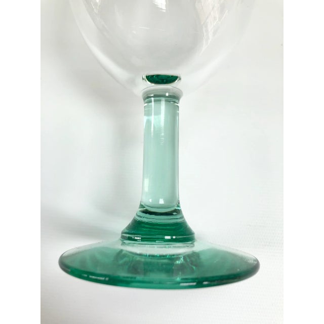 1980s Vintage Green Stemmed Wine Glasses - Set of 8 For Sale - Image 4 of 5
