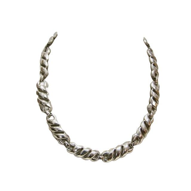 Modern 1980s Modernist Silver Plate Necklace For Sale - Image 3 of 5