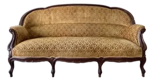 19th Century Parlor Sofa With Velvety Damask Upholstery