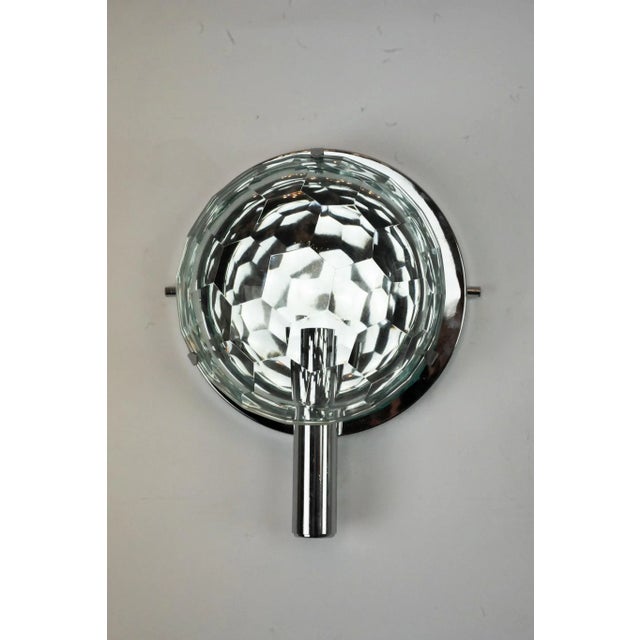 Vintage Italian Cristal Art Sconces in Chrome and Cut Glass, 1970s, Set of 3 For Sale - Image 10 of 12