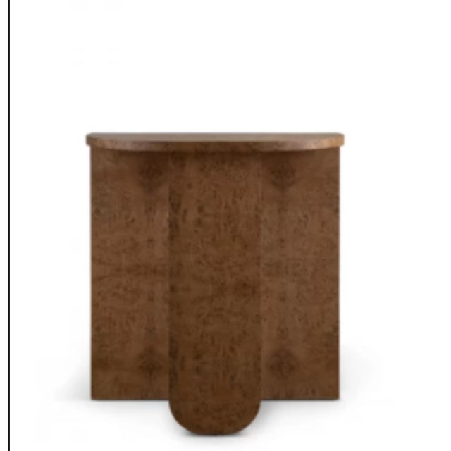 Late 20th Century Burlwood Demilune Console For Sale - Image 4 of 4