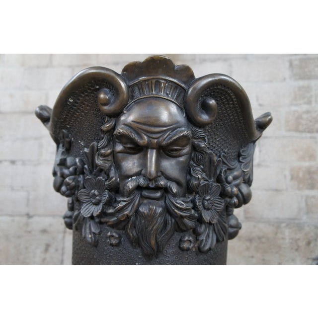 Mid 20th Century Mid 20th Century Lost Wax Cast Bronze Figural Zeus Urn Sculpture Planter Jardinière Pot For Sale - Image 5 of 11