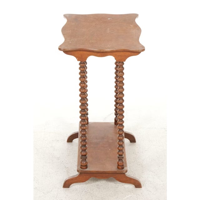 19th Century Victorian Walnut Side Table With Bobbin Legs & Scalloped Top For Sale - Image 4 of 7