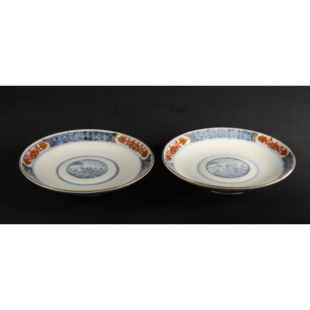 Japanese Pair of Japanese Small Imari Plates Sauce Bowls, 19th C. Edo/Meiji For Sale - Image 3 of 18
