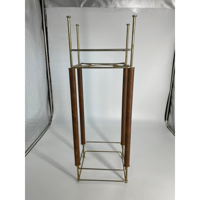 Art Deco Brass and Wood Plant Stand For Sale - Image 4 of 7