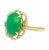 3.6 Carat Cabochon Emerald and Diamond Flower Halo 18k Gold Ring Size 6 For Sale In Miami - Image 6 of 9