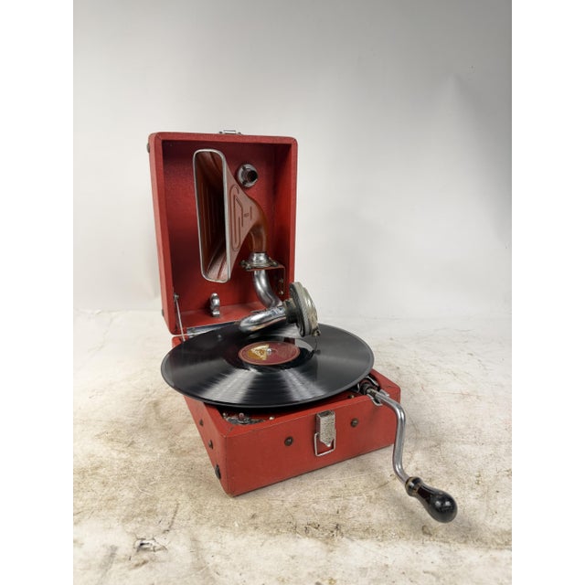 Vintage Portable Hand-Crank Gramophone, 1930s For Sale - Image 18 of 18