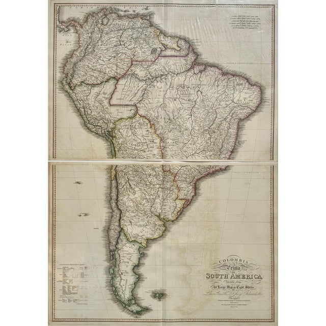 South America & Columbia Original Map by Faden 1823 For Sale