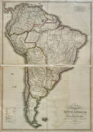 South America & Columbia Original Map by Faden 1823