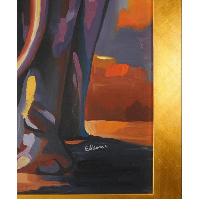 Contemporary "Painted Giant" Contemporary Wildlife Painting by Edison Byarugaba, Framed For Sale - Image 3 of 3
