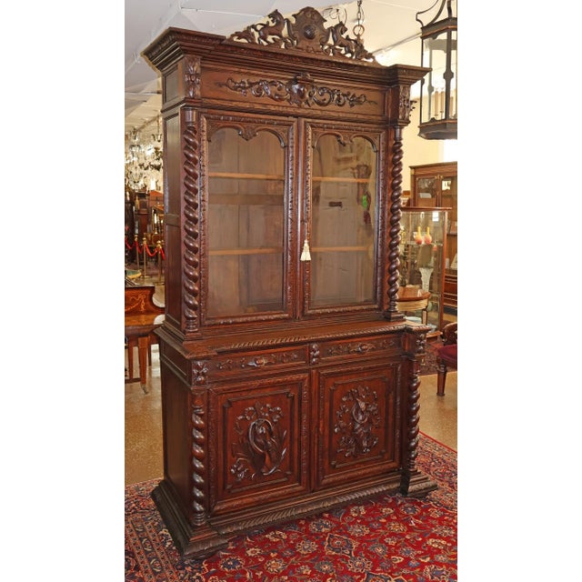 19th Century French Renaissance Revival Oak Cabinet Buffet Sideboard Huntboard For Sale - Image 4 of 14