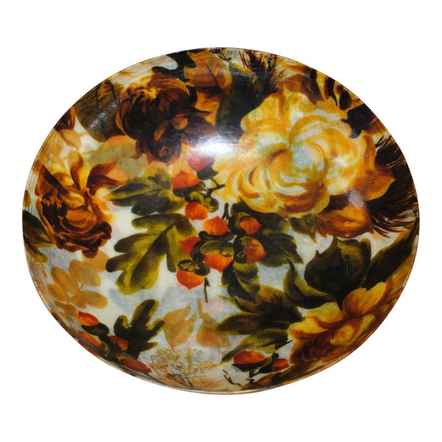 Vintage Fiberglass Fall Motif Serving Bowl For Sale