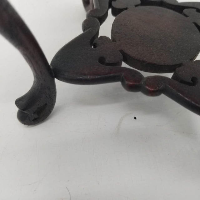 Japanese Vintage Japanese Carved Wood Okimono Stand With Curved Legs For Sale - Image 3 of 15
