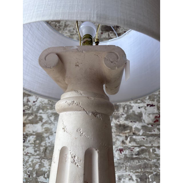 1970s Vintage Greek Column Style Floor Lamp in Textured Plaster Finish For Sale - Image 5 of 11