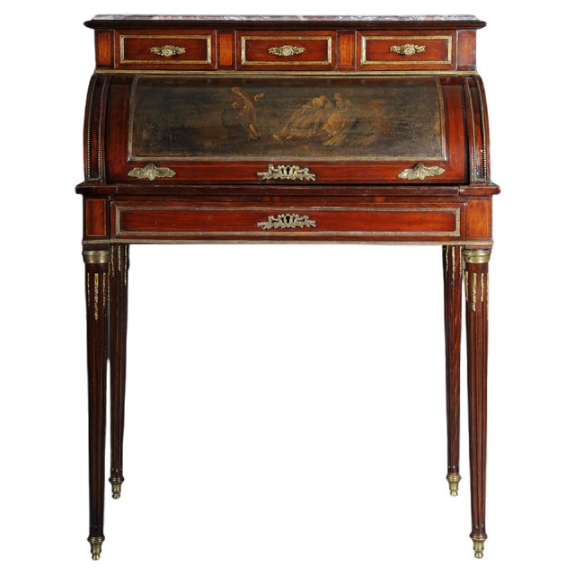20th Century Louis XVI Rolling Secretaire in Mahogany For Sale