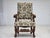 Brown Scandinavian Highback Armchair in Patterned Fabric and Hand-Carved Oak, 1950s For Sale - Image 8 of 18