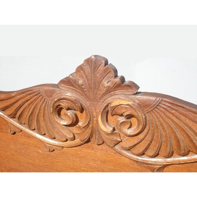 1930's Vintage French Country Oak Wood Full Bed Frame For Sale In Los Angeles - Image 6 of 11