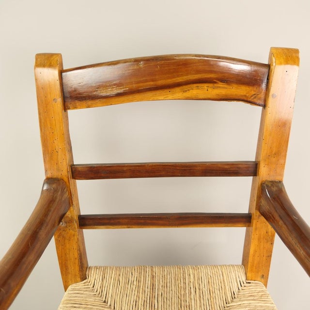 Rural Cherry Wood and Straw Armchair, France, 1840s For Sale - Image 4 of 10