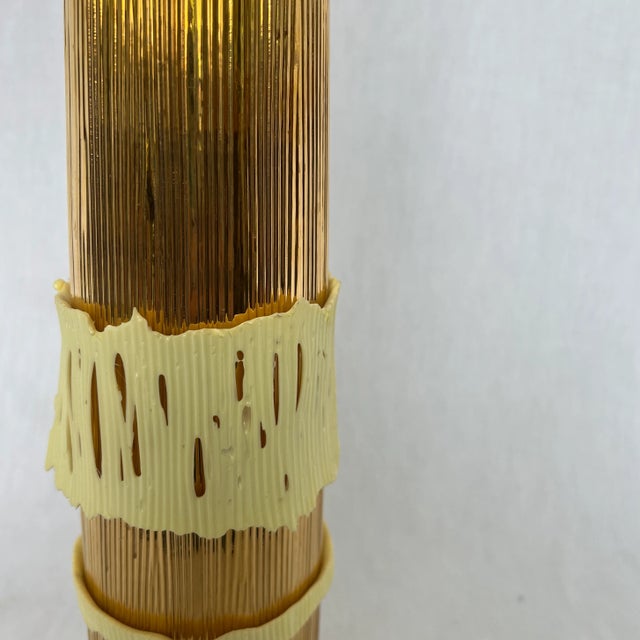 Contemporary Gold Ceramic Vase With Silicon Motif For Sale In Dallas - Image 6 of 12