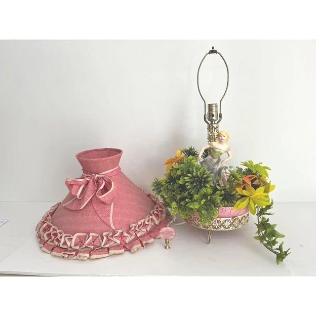 1950s Figural Planter Lamp & Original Shade For Sale - Image 12 of 13