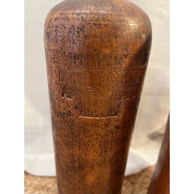 Ceramic Antique Dutch Salt Glazed Stoneware Gin Bottles. Made in the 1800s - One With a Crack For Sale - Image 7 of 15