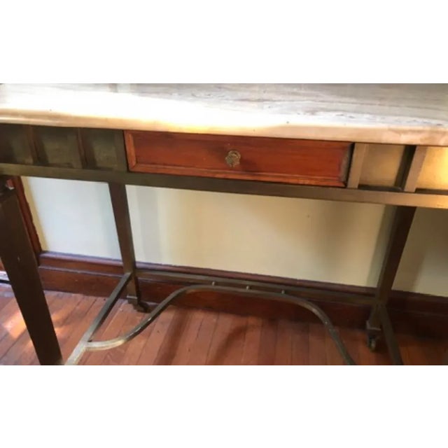 This beautiful Art Nouveau bronze table with adjustable/swivel mirror is a beautiful statement piece and in wonderful...