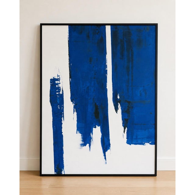 Contemporary Oversized Rh General Public Koen Lybaert “Almost Blue” Framed Abstract Artworks - a Pair For Sale - Image 3 of 5