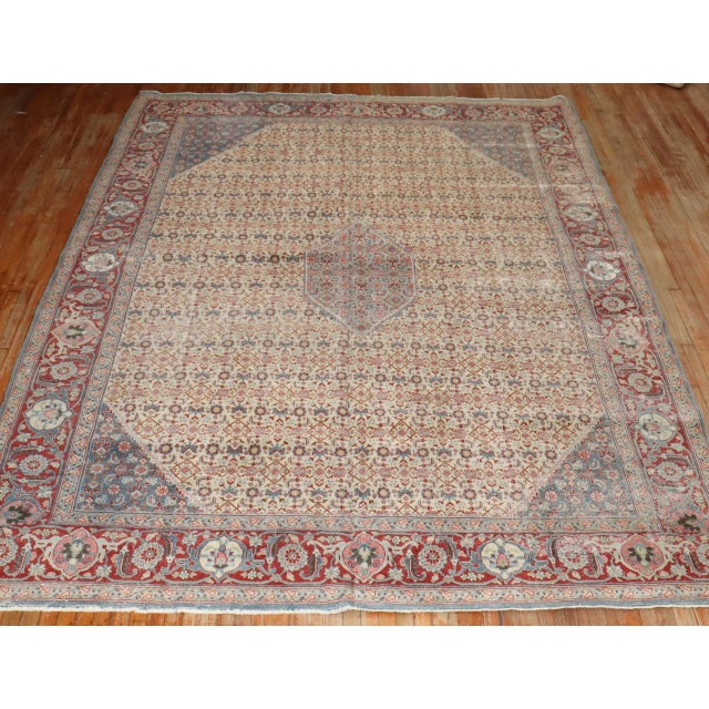 Early 20th Century Worn Tabriz Room Size Rug - 9'6" x 13'6" For Sale - Image 9 of 11