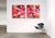 Medium: Acrylic on canvas Unframed Side: light grey/black Large red pink orange painting comprised of 2 panels each...