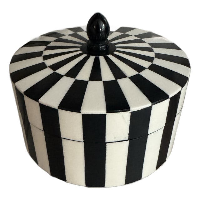 Inlaid Black & White Handmade Box For Sale